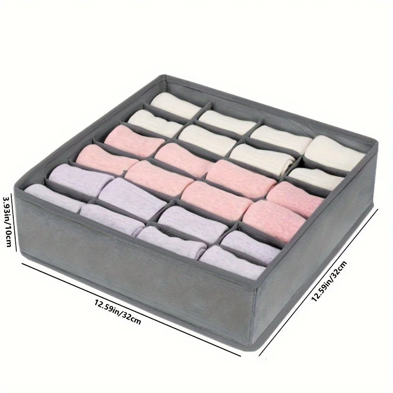 Fabric Storage Box with 24 Compartments - Drawer Organizer for Underwear Socks