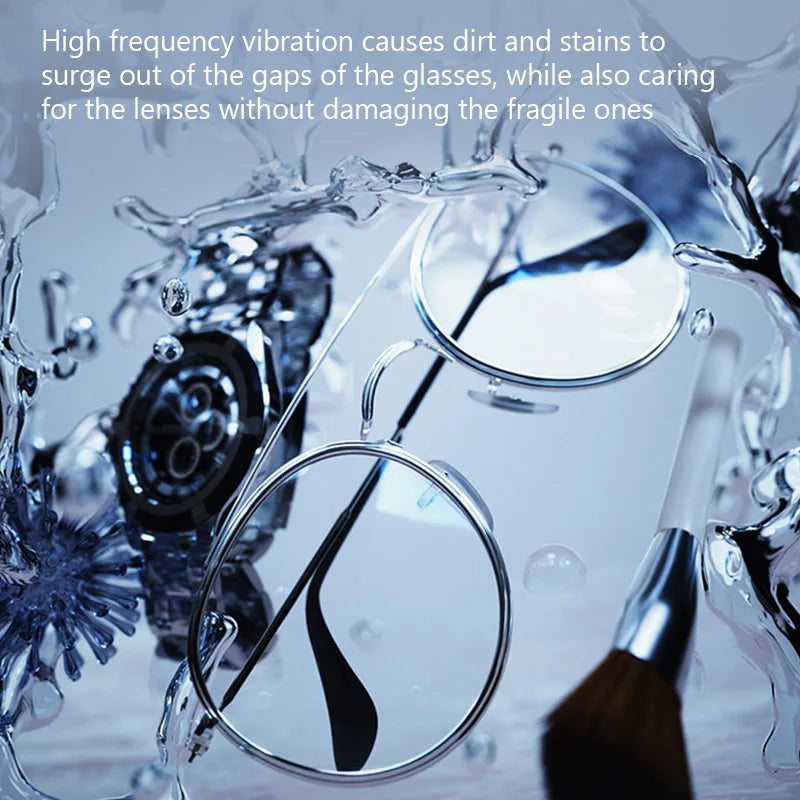 Ultrasonic Wireless Glasses Cleaning Machine - Portable Eyeglass Jewelry Cleaner