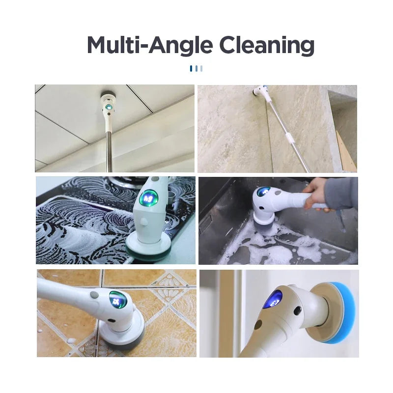 Multifunctional Electric Cleaning Brush - Rechargeable Scrubber for Bathroom Kitchen