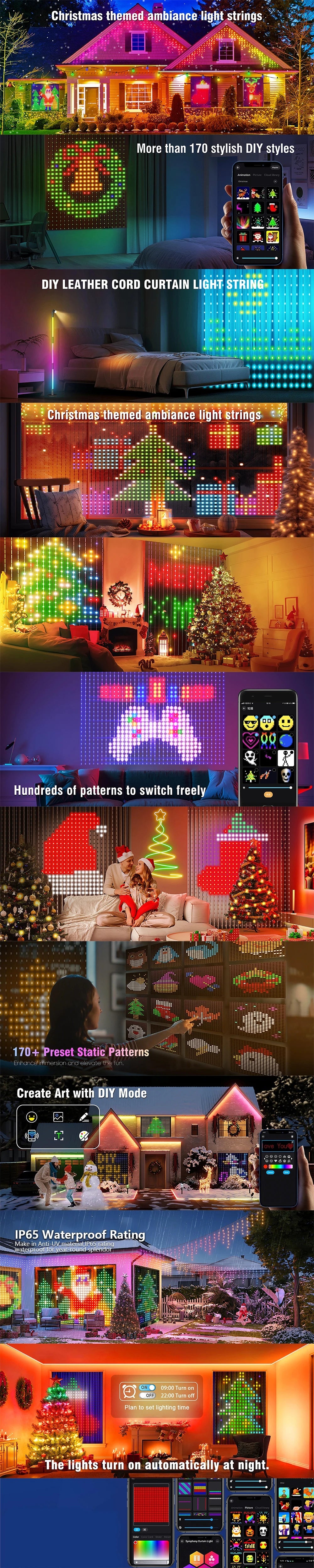 WiFi Smart LED Curtain Lights - App Controlled String Lights
