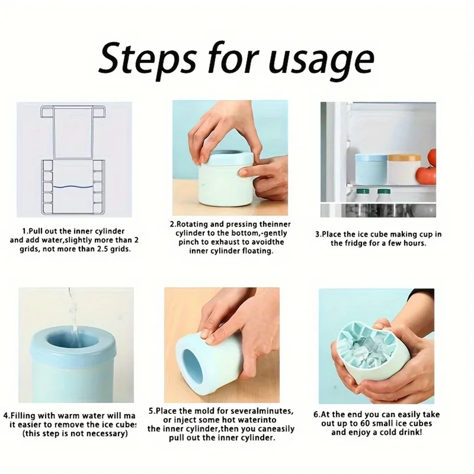 Food Grade Silicone Ice Cube Maker - Cylinder Ice Mold Tray