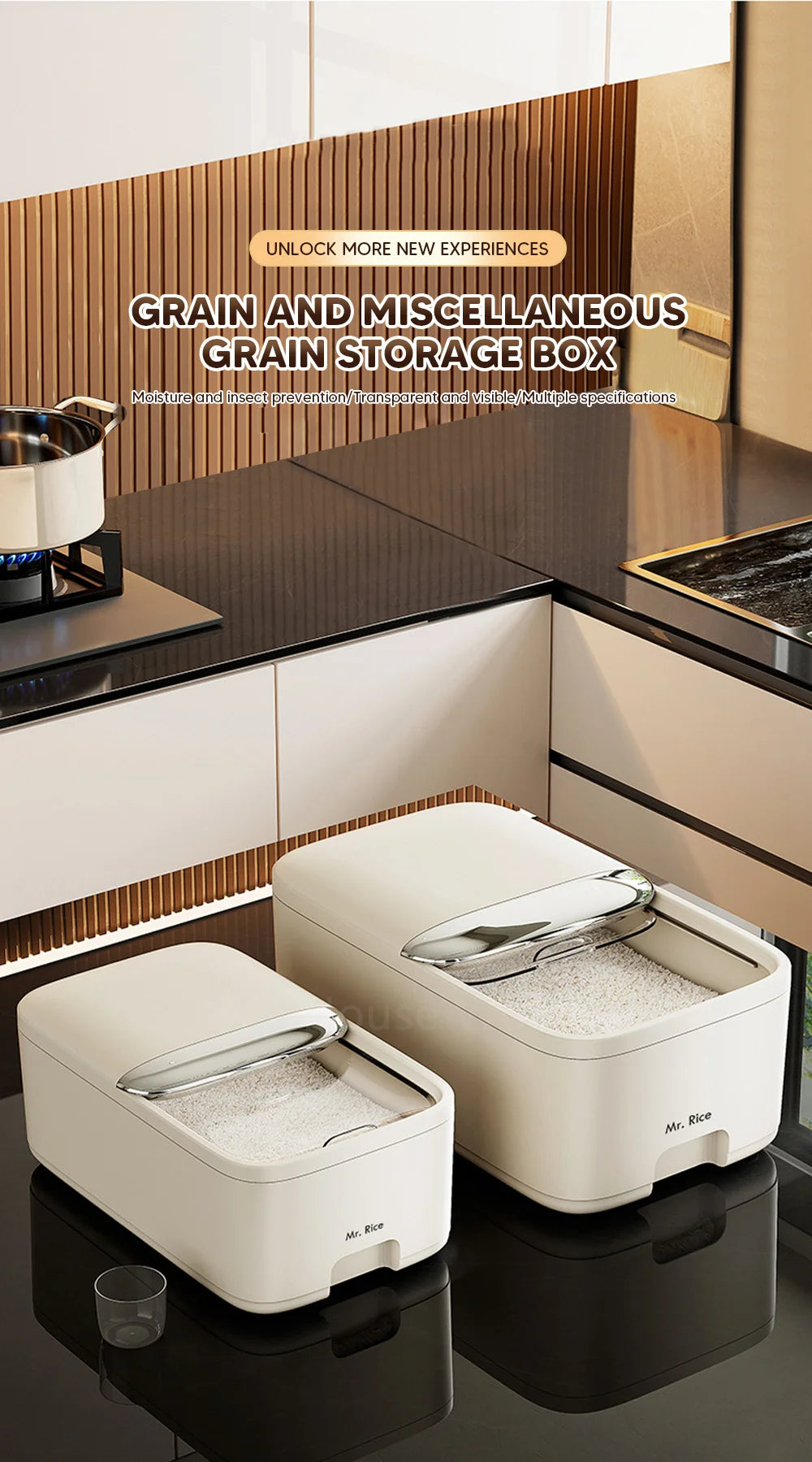 10KG Rice Storage Container - Airtight Cereal Dispenser Box