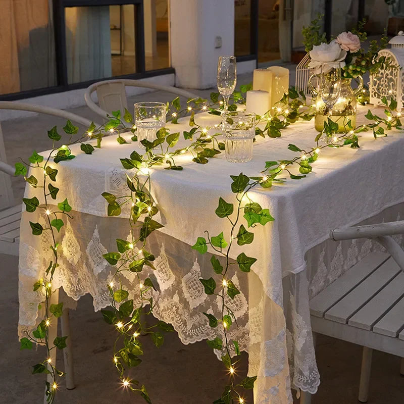 Flower Green Leaf String Lights - Decorative LED Fairy Lights
