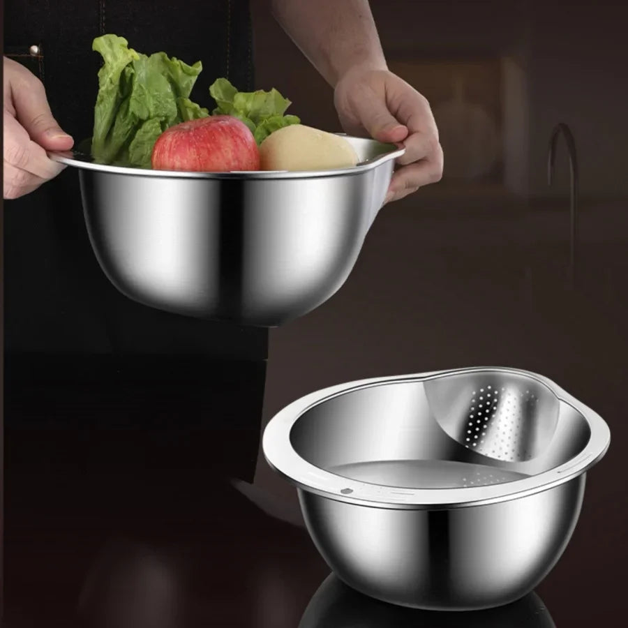 Rice Washer Strainer Bowl - Quick Drain Colander for Kitchen
