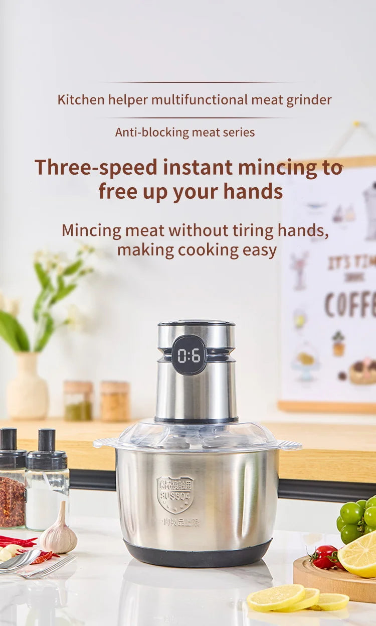 5L Electric Food Chopper - Vegetable Processor Meat Grinder Mixer