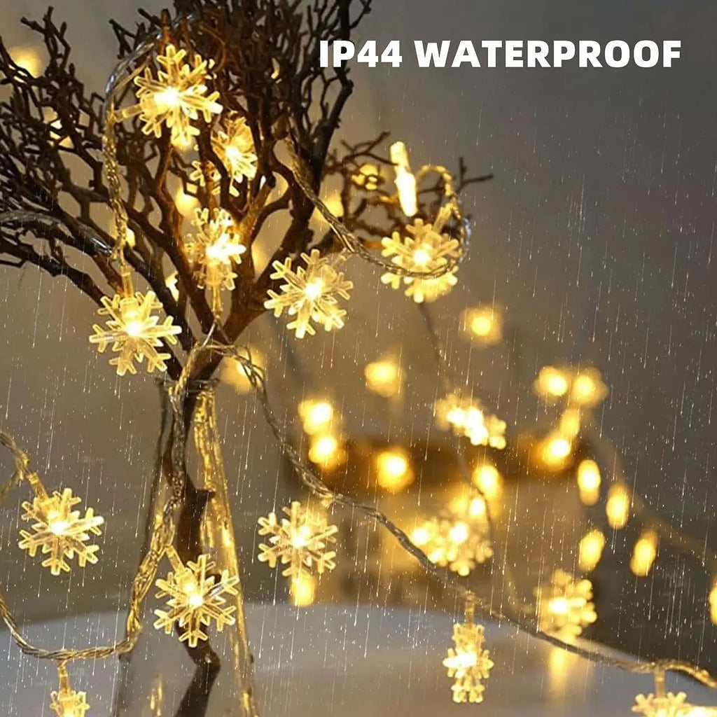 Snowflake LED String Lights - Christmas Winter Decorative Fairy Lights