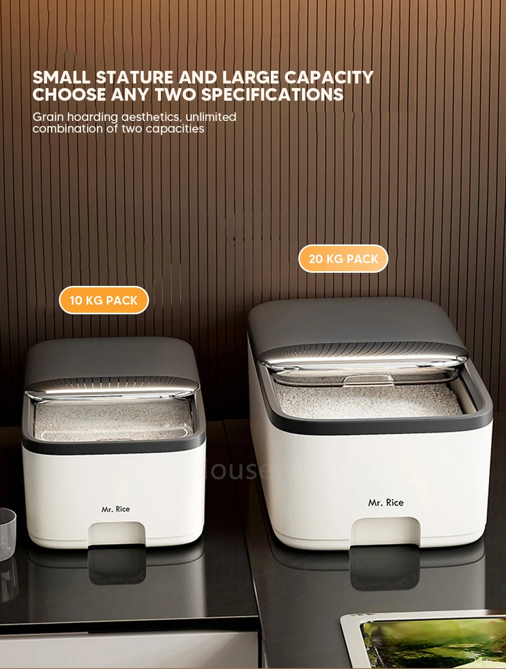 10KG Rice Storage Container - Airtight Cereal Dispenser Box