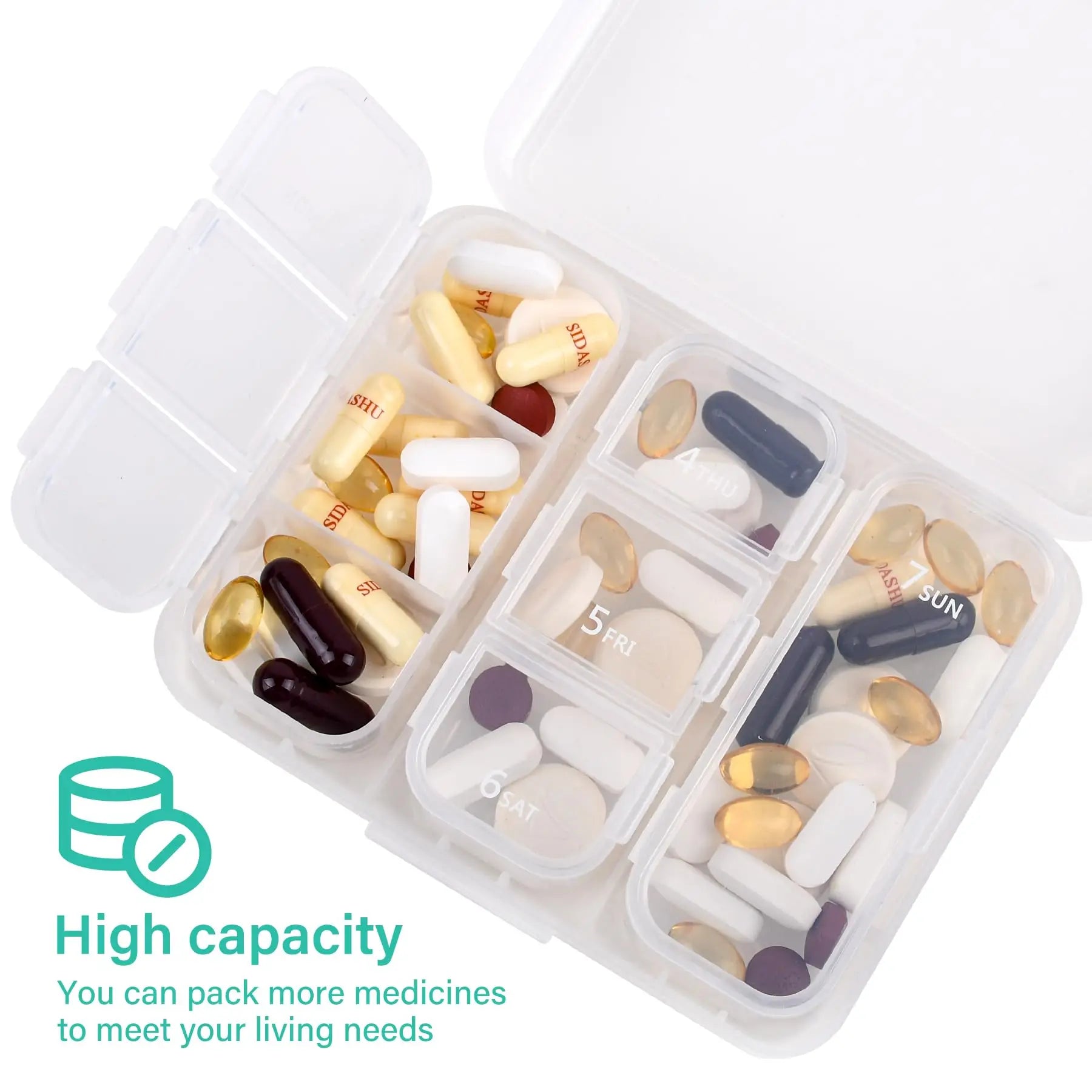 Pill Storage Box - Weekly Medication Organizer Container