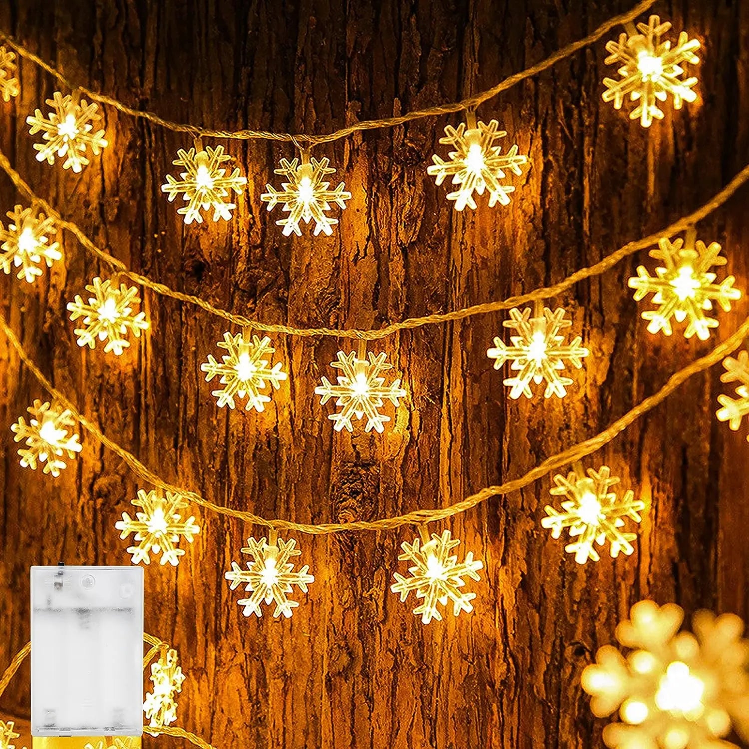 Snowflake LED String Lights - Christmas Winter Decorative Fairy Lights