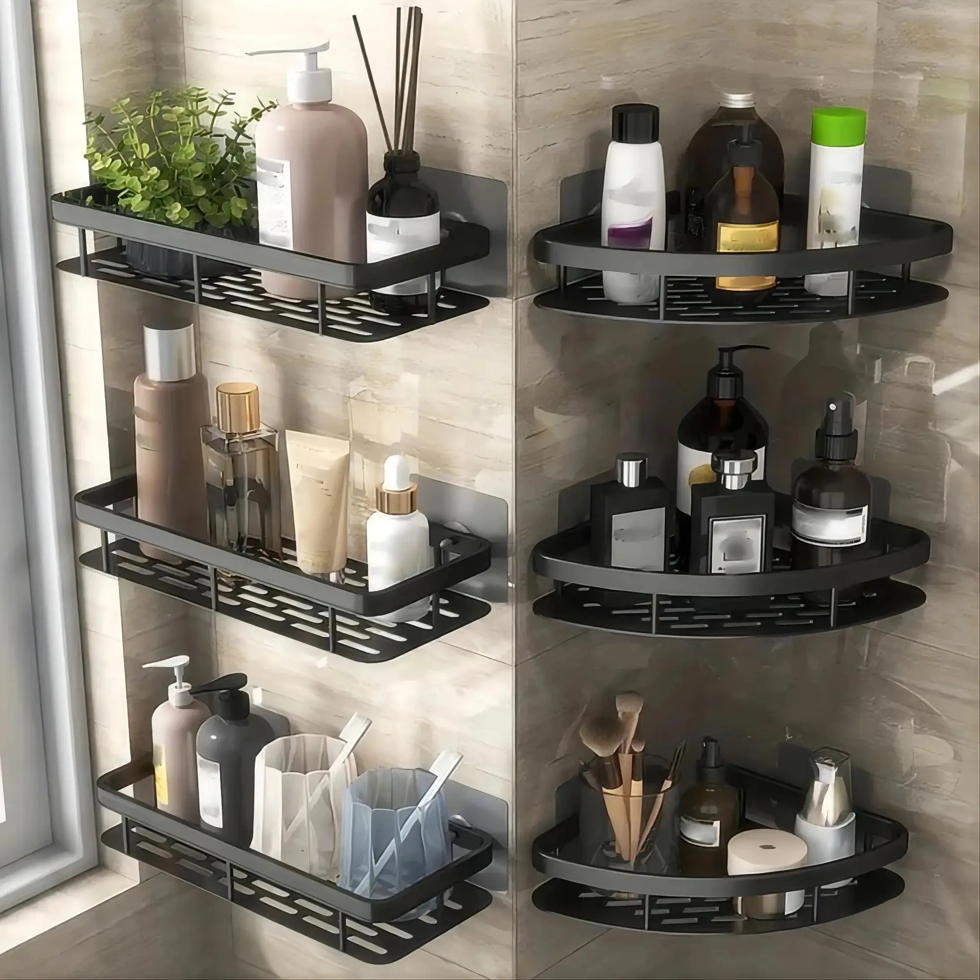 Triangle Bathroom Corner Shelf - Wall Mount Storage Organizer Rack