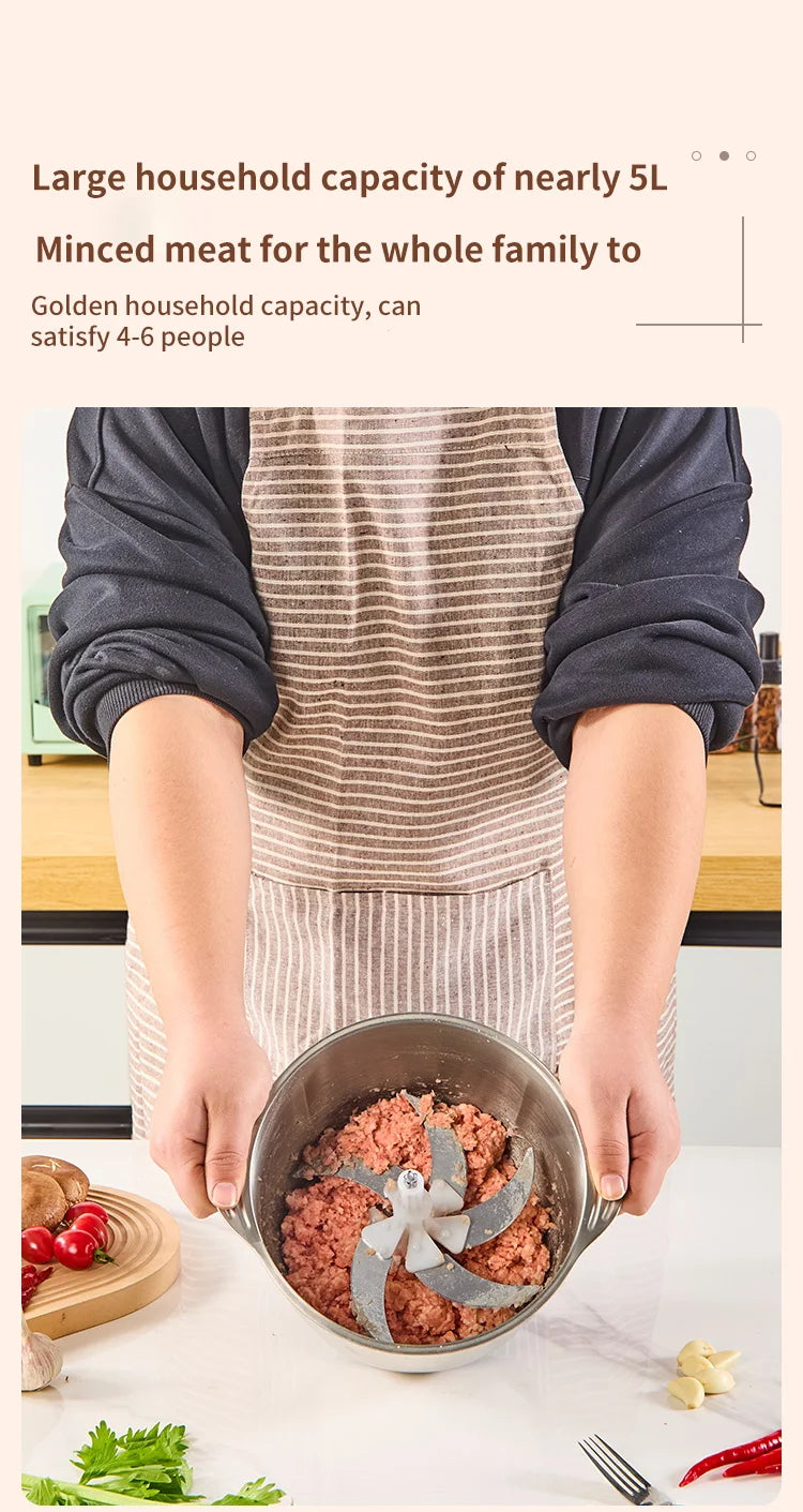 5L Electric Food Chopper - Vegetable Processor Meat Grinder Mixer