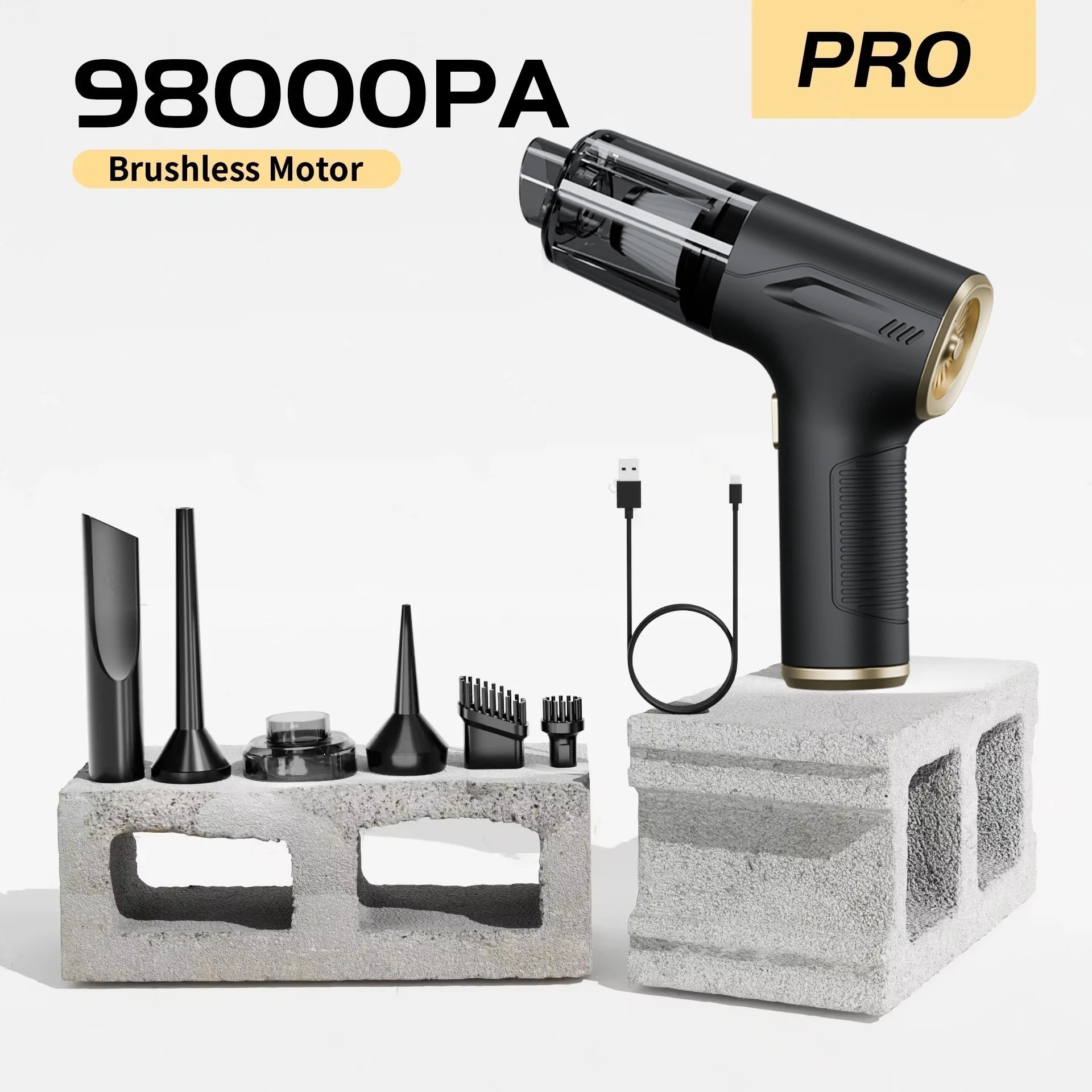 CENRR 98000PA Car Vacuum Cleaner - Cordless Handheld High Power