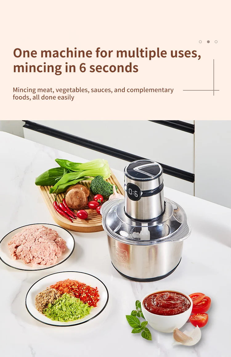 5L Electric Food Chopper - Vegetable Processor Meat Grinder Mixer