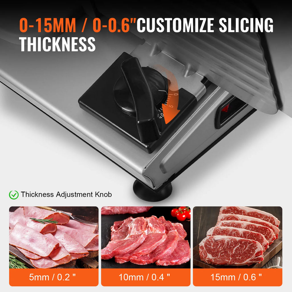 Electric Meat Slicer - Stainless Steel Deli Food Slicer for Home Use