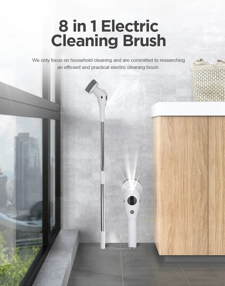 Multifunctional Electric Cleaning Brush - Rechargeable Scrubber for Bathroom Kitchen