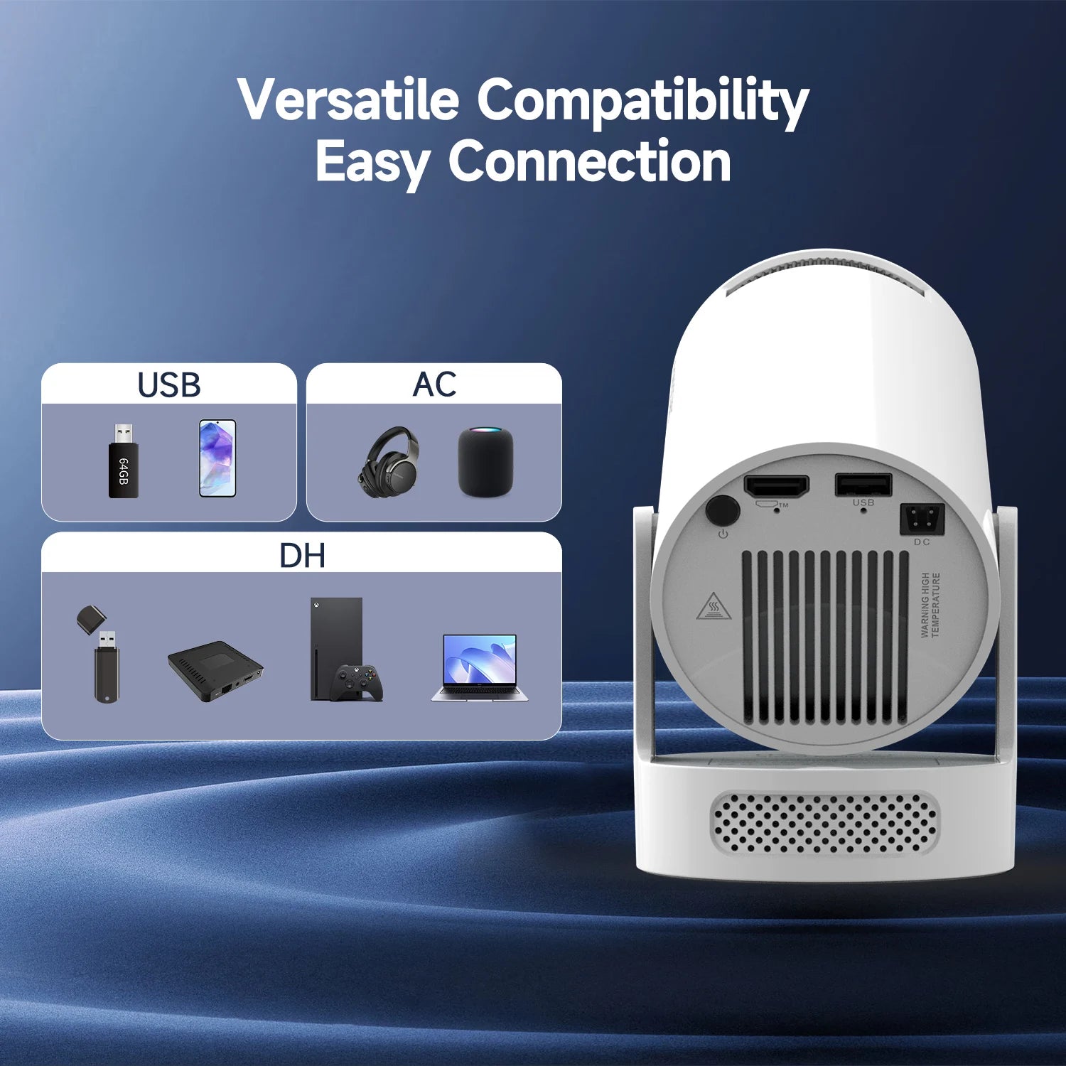 Portable Projector 4K - Android 11 WiFi 6 8000 Lumens Outdoor Home Theater