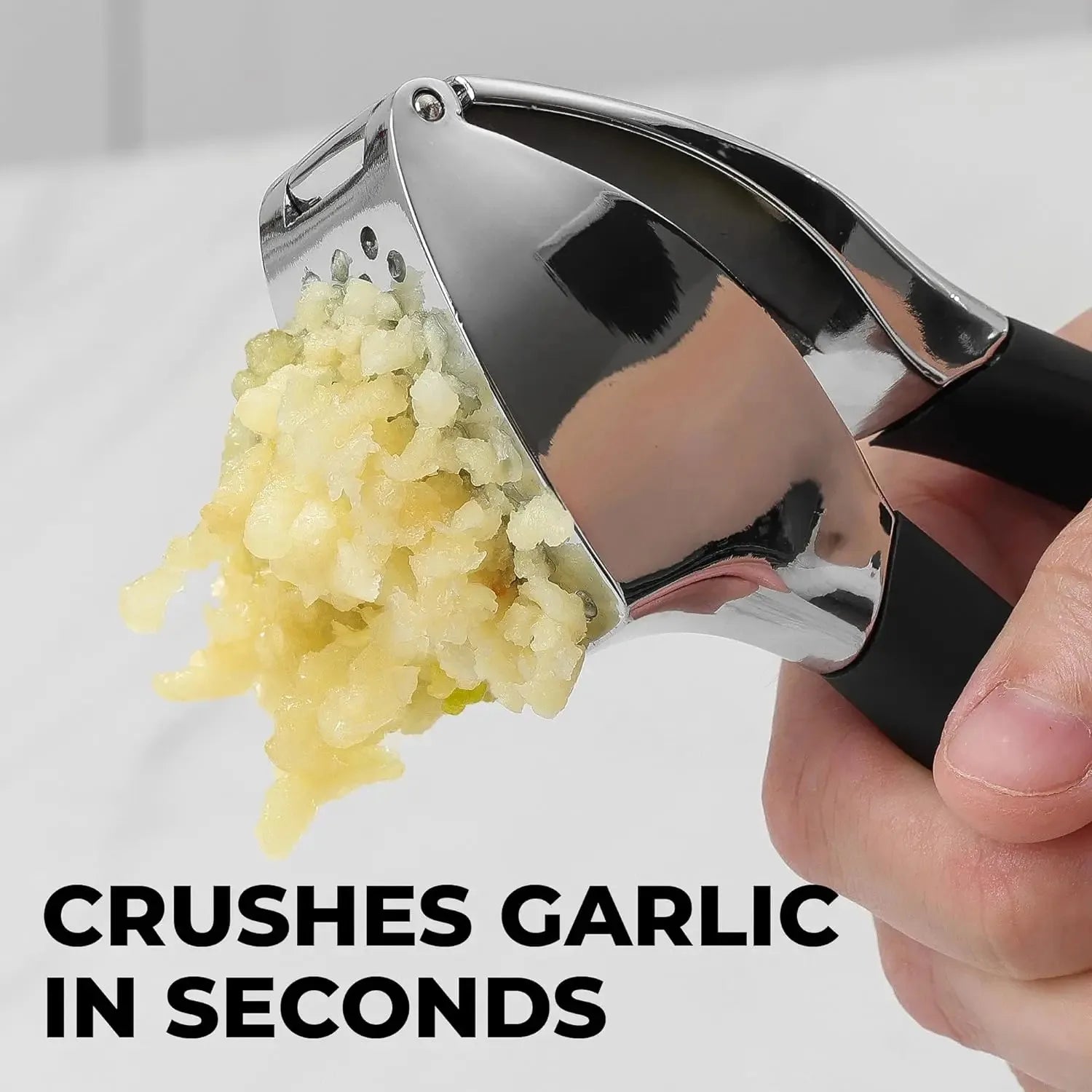 Stainless Steel Garlic Press Set - Professional Mincer with Cleaning Brush