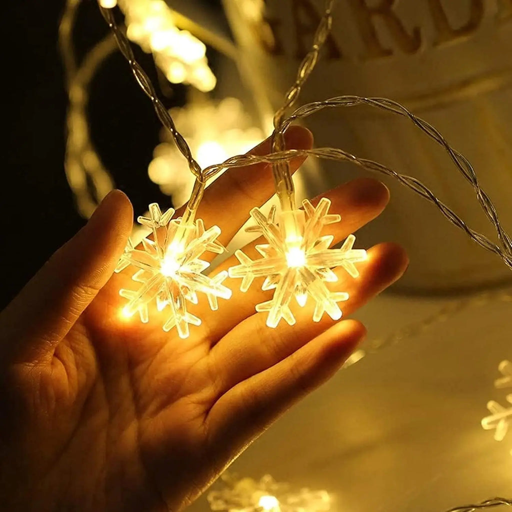 Snowflake LED String Lights - Christmas Winter Decorative Fairy Lights