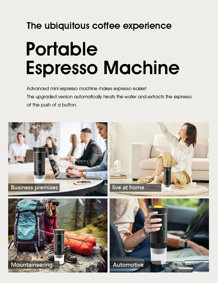 Portable Espresso Machine - Wireless 3-in-1 Coffee Maker for Car Home Camping