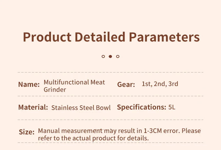 5L Electric Food Chopper - Vegetable Processor Meat Grinder Mixer