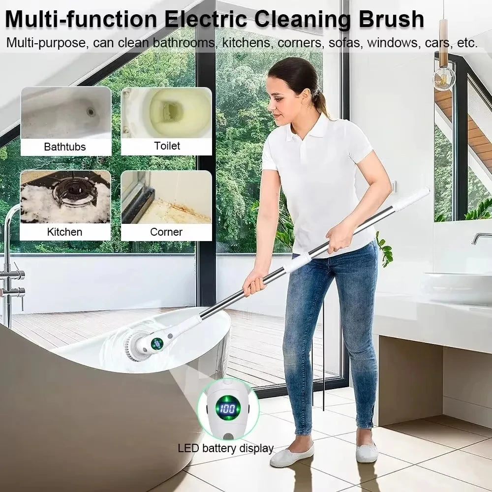 Multifunctional Electric Cleaning Brush - Rechargeable Scrubber for Bathroom Kitchen