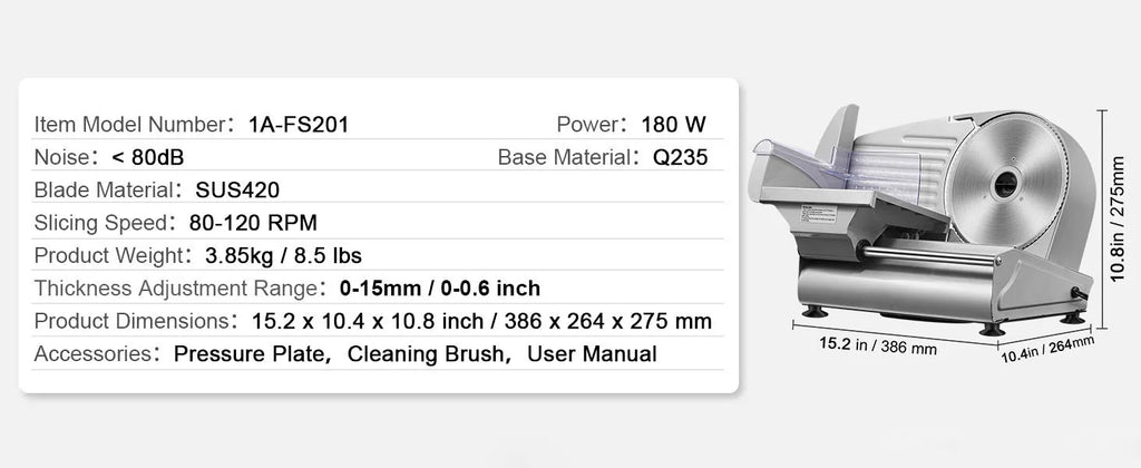 Electric Meat Slicer - Stainless Steel Deli Food Slicer for Home Use