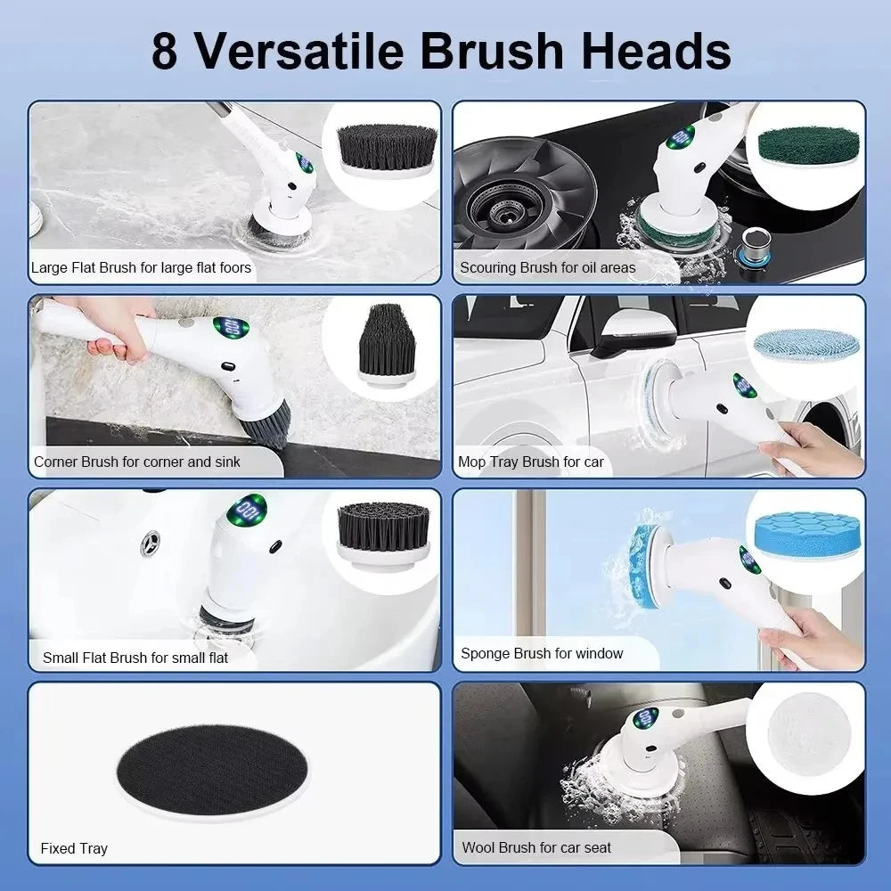 Multifunctional Electric Cleaning Brush - Rechargeable Scrubber for Bathroom Kitchen