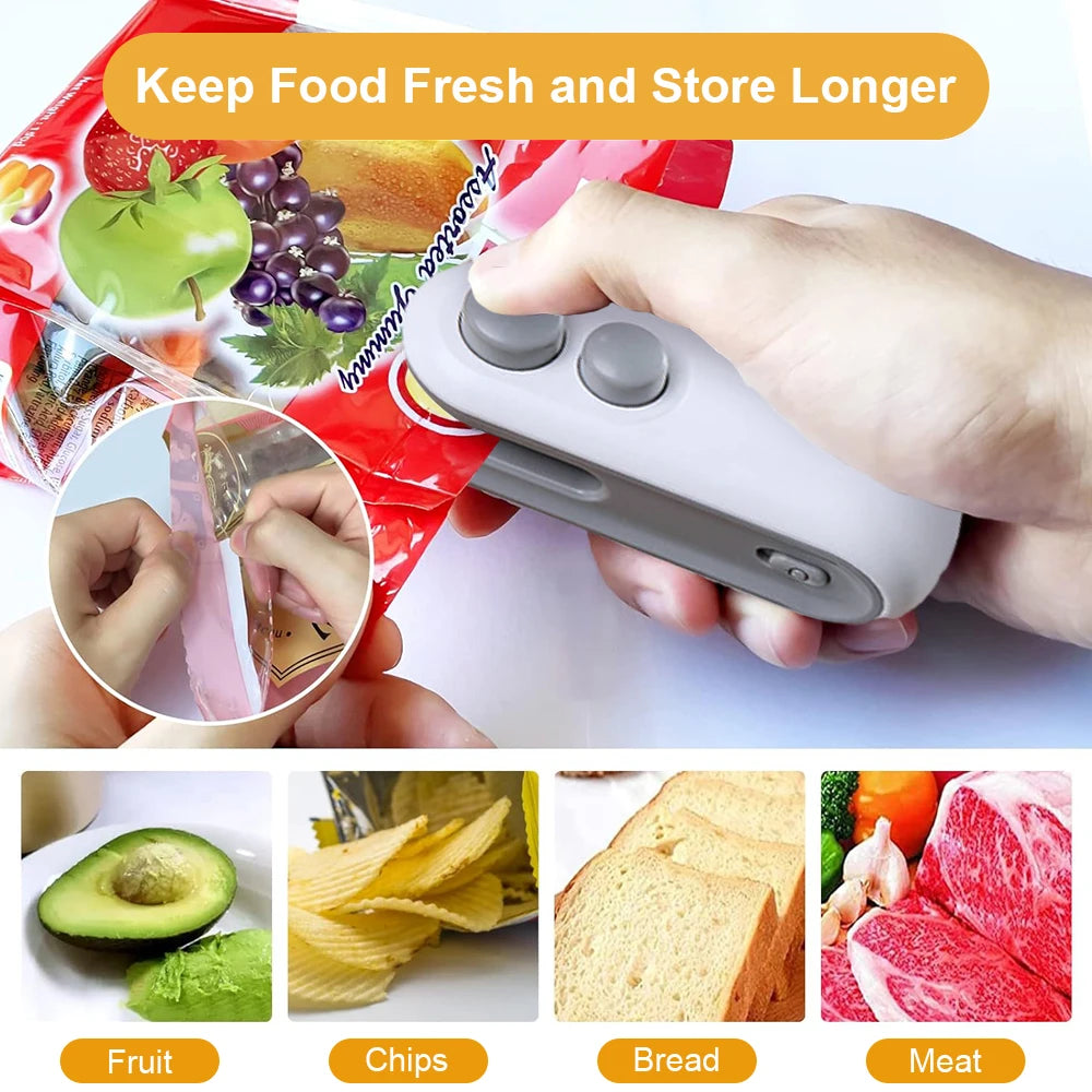 Handheld Bag Sealer - Mini Heat Vacuum Sealer for Food Storage
