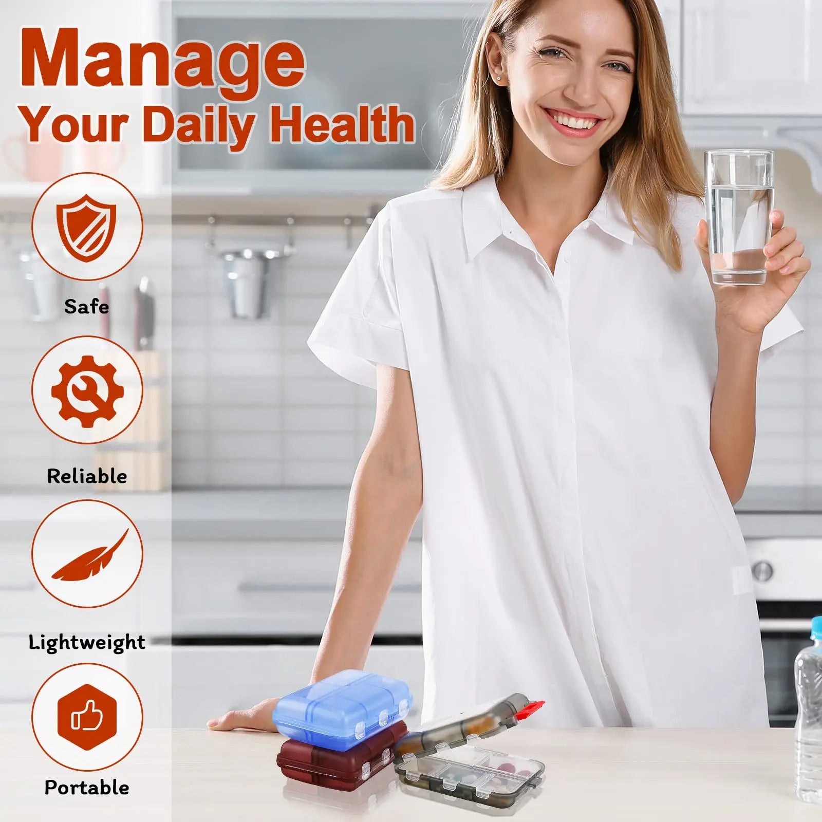 Pill Storage Box - Weekly Medication Organizer Container