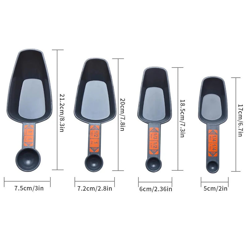 4 Piece Measuring Cups Set - Plastic Baking Measuring Spoons with Scale