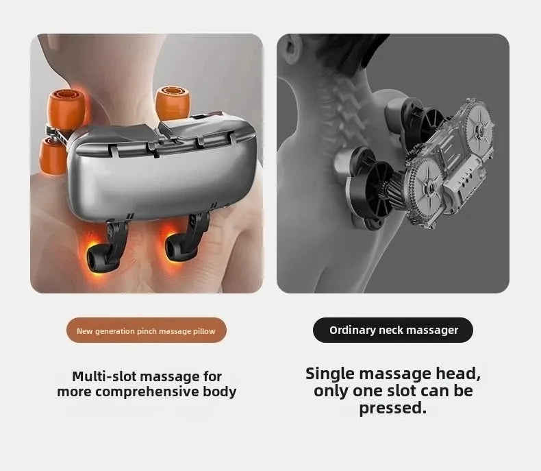 Electric Massage Pillow - Wireless Shiatsu Neck Back Massager with Heating