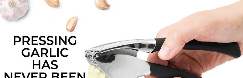 Stainless Steel Garlic Press Set - Professional Mincer with Cleaning Brush