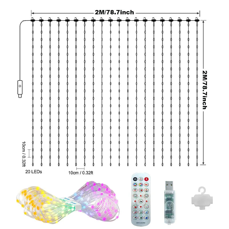 WiFi Smart LED Curtain Lights - App Controlled String Lights