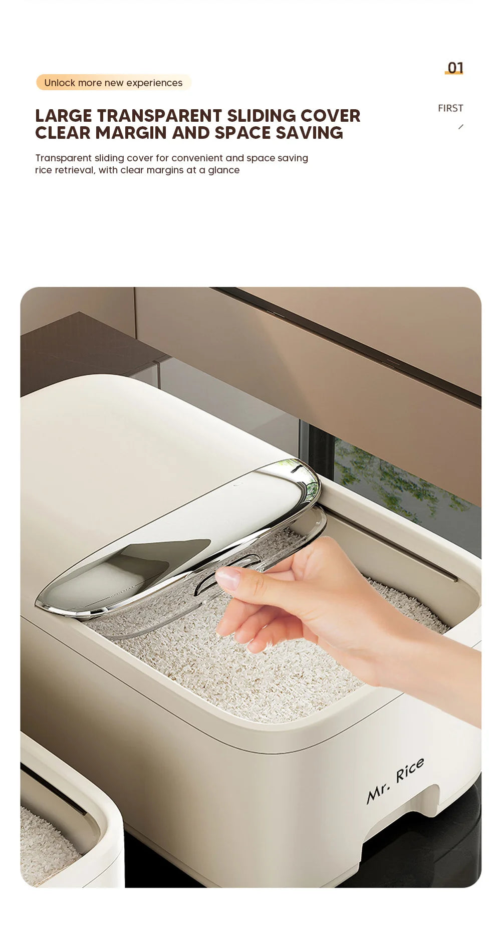 10KG Rice Storage Container - Airtight Cereal Dispenser Box