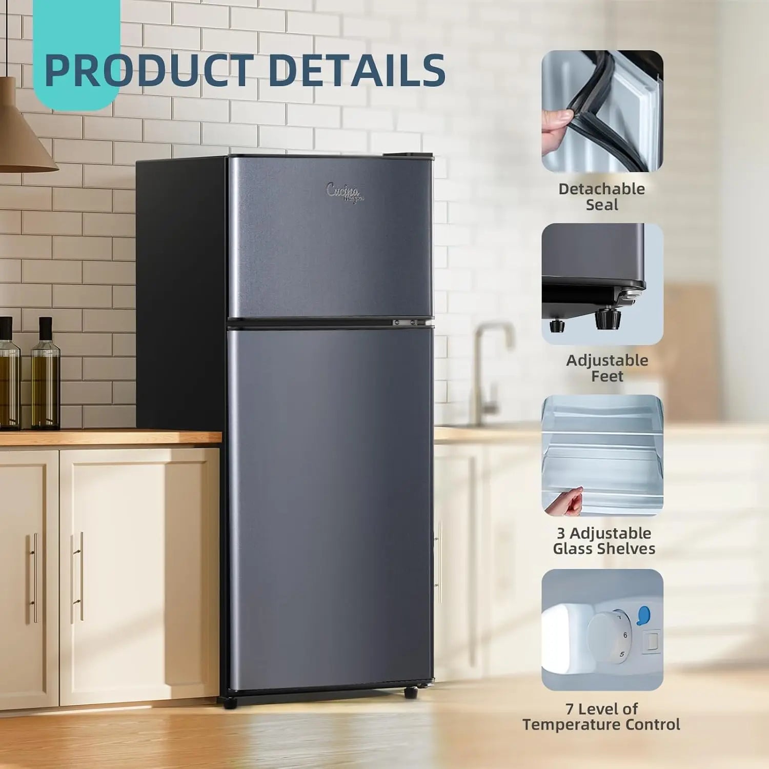 Mini Refrigerator 4.2 Cu.Ft - Compact Fridge with Freezer for Office Dorm