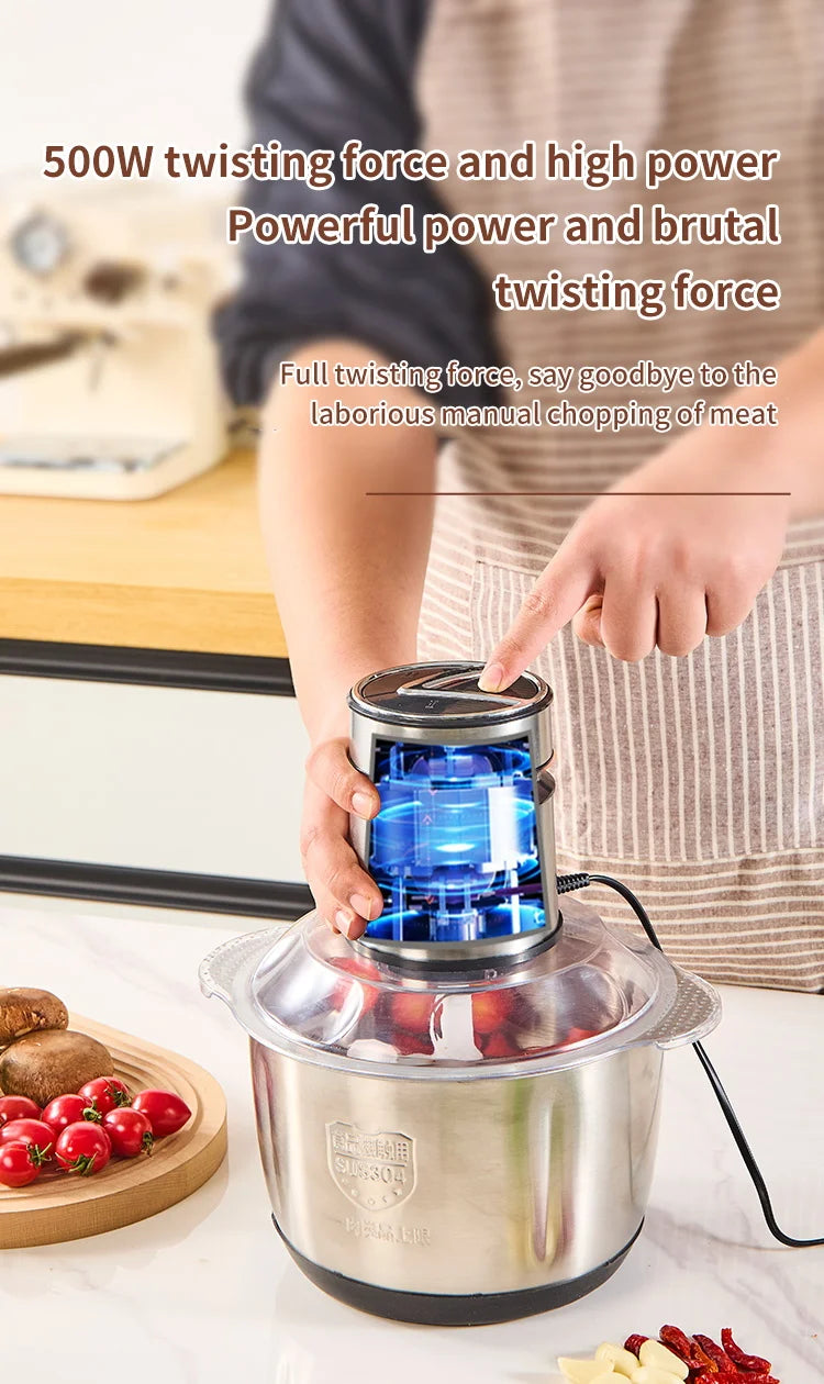 5L Electric Food Chopper - Vegetable Processor Meat Grinder Mixer