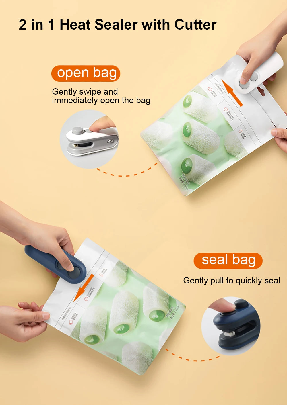 Handheld Bag Sealer - Mini Heat Vacuum Sealer for Food Storage