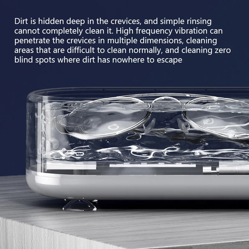 Ultrasonic Wireless Glasses Cleaning Machine - Portable Eyeglass Jewelry Cleaner