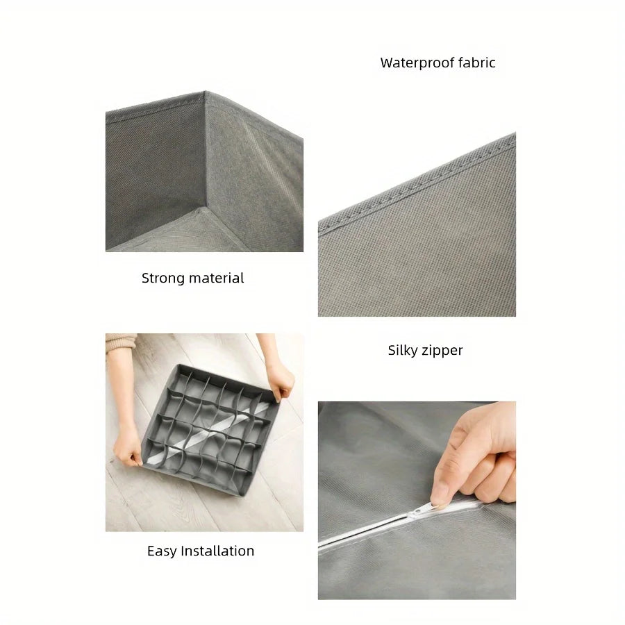 Fabric Storage Box with 24 Compartments - Drawer Organizer for Underwear Socks