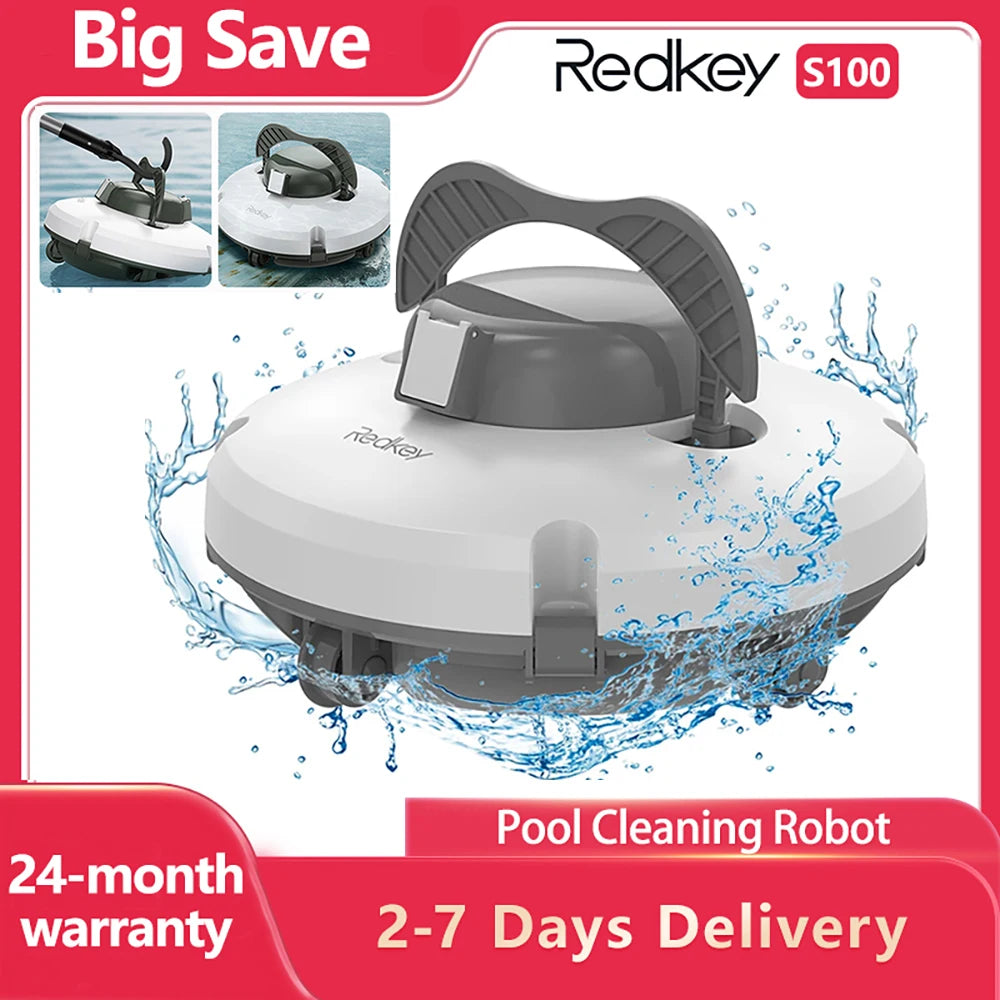 Redkey S100 Cordless Robotic Pool Cleaner - Automatic Swimming Pool Vacuum