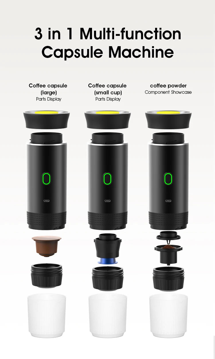 Portable Espresso Machine - Wireless 3-in-1 Coffee Maker for Car Home Camping