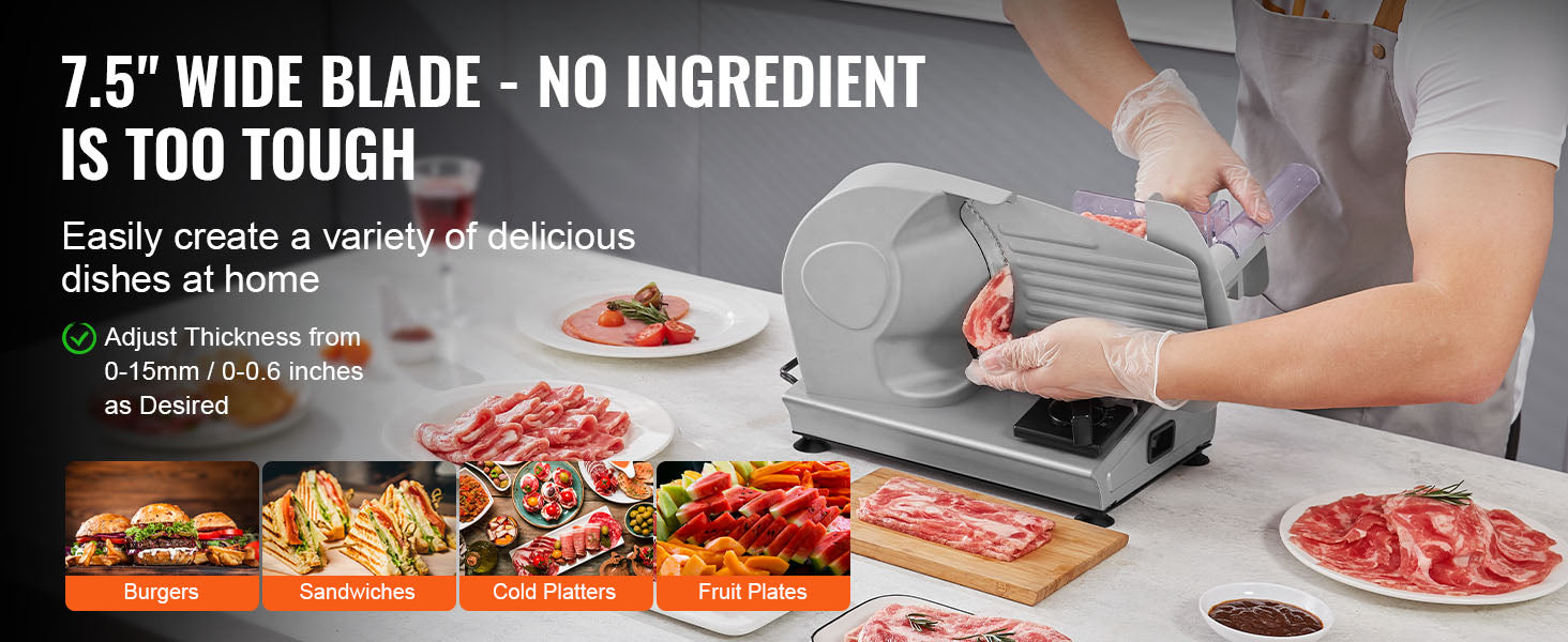 Electric Meat Slicer - Stainless Steel Deli Food Slicer for Home Use
