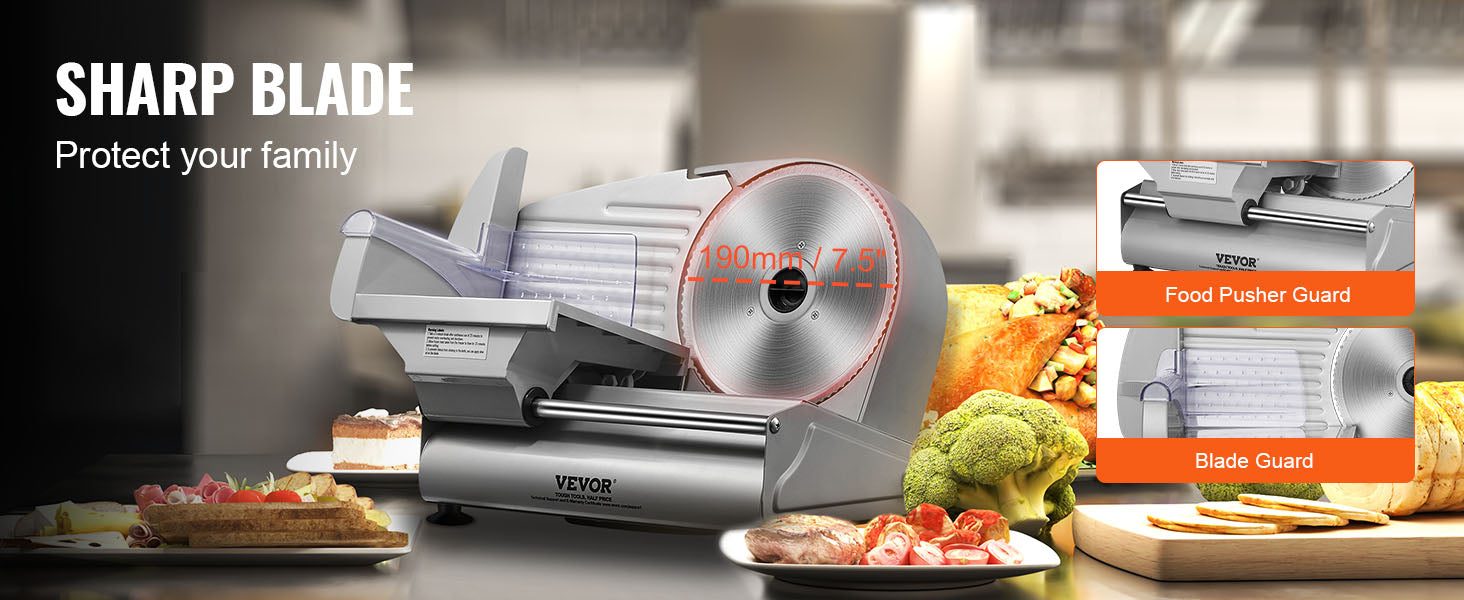 Electric Meat Slicer - Stainless Steel Deli Food Slicer for Home Use