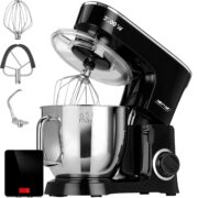 Batidora de repostería - MPM MRK-19B, 2200 W, 6 Velocidades, Acero Inoxidable y Negro