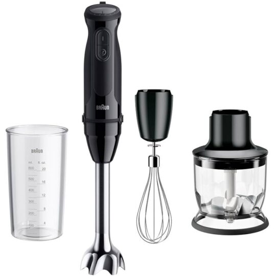 Batidora de mano - Braun Minipimer MultiQuick 5 MQ50202MBK, 1000 W, 21 Velocidades, SplashControl, EasyClick Plus, Accesorios